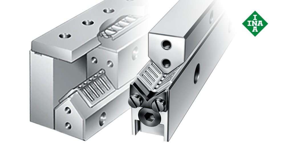 Schaeffler Linearführungen: ML-/V-Führungsschienen mit Zustellkeil und Winkel-Flachkäfig