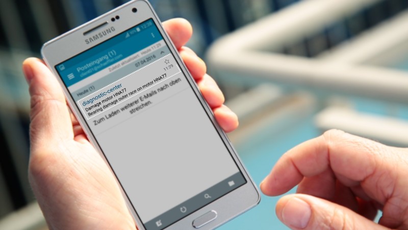 Anlagenbetreiber erhalten mit dem digitalen Service „ConditionAnaylzer“ Benachrichtigungen per E-Mail und können diese einfach auf ihrem mobilen Endgerät einsehen.